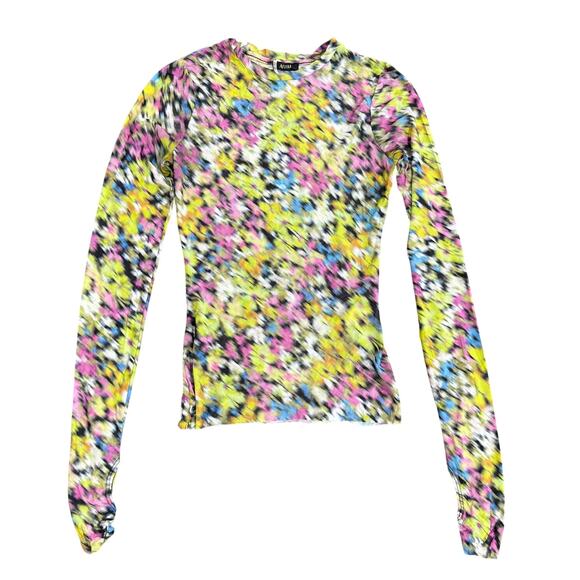 AFRM Kaylee Crewneck Long Sleeve Top in Multi, Size S - Picture 4 of 7